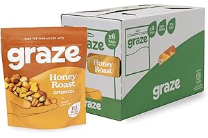 Graze - Honey Roast Crunch Snacks -Healthy Snacks Alternative for Crisps, Mixed Nuts & Pretzels - Ideal if You Love Corn, Broad Beans and Corn Hoops Mixed Savoury Snacks (6x100g pack)