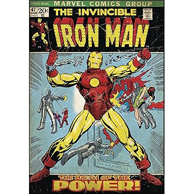 Thedecofactory RMK1662SLG Stickers Marvel Iron Man Comic Book GÌANT ROOMMATES REPOSITIONNABLES (61X87CM), Vinyle, Multicolore, 180 x 90 x 0,1 cm