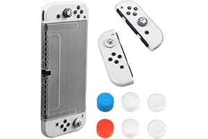 LEIBOCHAO Switch OLED per Nintendo Switch OLED,Cover Dockabile Custodia Protettiva Rigida per PC per Switch OLED Console Accessori Switch OLED con Tappi per Thumb Stick, Grip Joystick Cap Analogico in Silicone