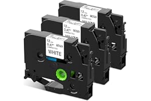 Nastro per Etichette Wonfoucs Compatibile In sostituzione di Brother TZe-231 TZe231 12mm 0.47 Nero su Bianco per Brother P-Touch H100LB H107B H110 H100R H105 H101C 1000 D210 D400, confezione da 3