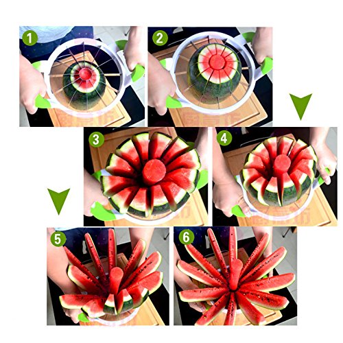 Watermelon Slicer, Fancyli Premium Large Stainless Steel Slicer Watermelon Knife & Fruit Slicer Fastest Cutter for Melons, Watermelon, Pineapple, and More Simply Get 12 Perfect Slices - 5