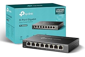 TP-Link TL-SG608E Managed 8-Port Gigabit Network Switch, Energy-Saving Ethernet Splitter, Support QoS VLAN IGMP Snooping, Network Monitoring Through Web Interface, Fanless Durable Metal Design