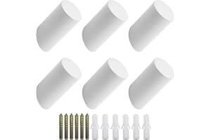 NewZC 6 Piezas Ganchos de Pared Madera Blanco 45° 3 x 6 cm Perchas Decorativos Individuales Pared Colgador Toalla Madera para Dormitorio Pasillo Baño Colgar Abrigos Ropa Bolsos - Carga Máxima 15kg