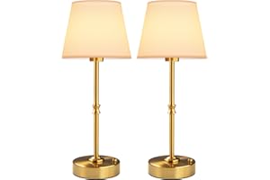 EppieBasic Rechargeable Table Lamp Cordless: Fast Charging & Long Lasting - 2700K Warm Light Vintage Gold Lamps for Women Housewife - Living Room Dinning Bedroom - 2 Pack