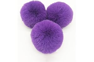 BrightGlow Kunstfell Pompon 8cm Weiche Pompons zum Basteln Groß Pom Pom Bälle Fellbommel Kunstfell-Pom-Poms DIY Pom Pom Bälle Kaninchenfell Bommel für Mützen Beanies Tasche Lila 10 Stück