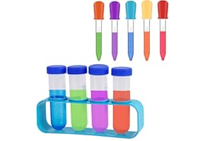 Cfcyhla Pipette Kinder 10 Stück Plastik Pipetten Kinder 5 ML,Silikon Plastik Pipette Baby 5ml,Pipette Set mit Tropfpipetten und Reagenzglasständer für Baby-Futterspender, Süßigkeitenformen