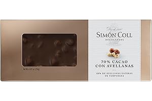 SIMON COLL Simón Coll Turrón de Chocolate Negro 70% Cacao con Avellanas Enteras 250gr