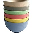 Hobein Unbreakable Large Cereal Bowls - 24 OZ Plastic Lightweight Bowl Sets 6 - Dishwasher & Microwave Safe - for Cereal, Salad,Soup, Noodle, 6 Pieces Colorful