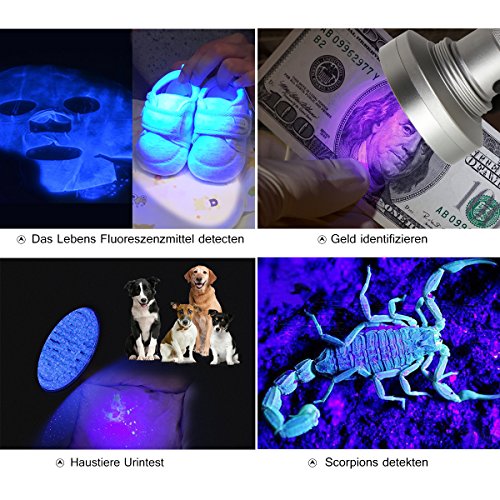 100 UV LED Ultraviolett schwarzlicht taschenlampe Stain Detektor mit UV Schutzbrille für Skorpion Haustier Hund und Katze Diagnose Identifizierung von Geld WEINAS - 2