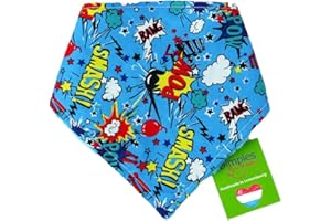 DIMPLES - SEW HAPPY Dimples Bandana pour Chien - Super-héros-Foulard pour Petits Chiens et Chats de Taille Moyenne et Grande - Bandana Chiot à la Main - Cadeau d'anniversaire pour propriétaire de Chien 55cm
