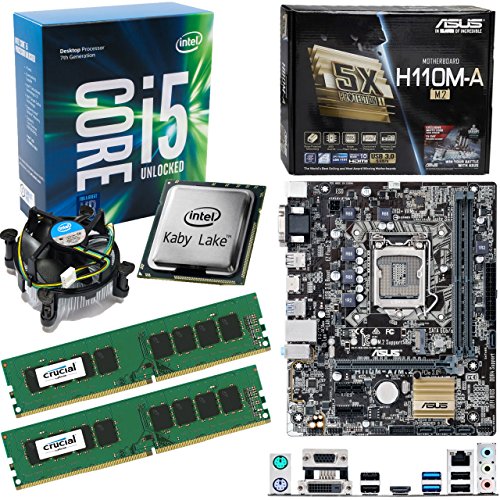 INTEL Kaby Lake Core i5 7600K 3.8Ghz CPU (Turbo 4.2Ghz), ASUS H110M-A/M.2 Motherboard & 8GB 2133Mhz Crucial DDR4 RAM Pre-Built Bundle