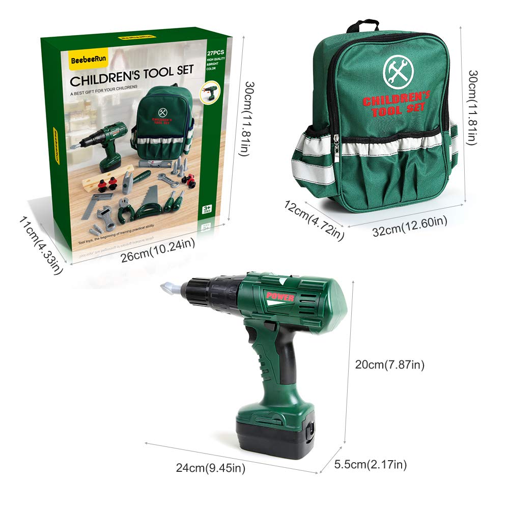 BeebeeRun-27-Pices-Jouet-Outils-Jeu-dimitation-Outil-de-Rparation-Jouet-avec-Sac--Dos-de-Rangement-Perceuse-Electrique-Jouet-Educatif-Enfant-Garon-Fille-456-Ans