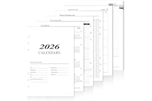 HOPTON A5 Kalendereinlagen 2026 1 Tag 1 Seite, Daily Planner Refills, 6 Löcher 352 Seiten Monatsplaner 2026, Wochenplaner Einlage mit Extra Notizen Kontakt for Ringbuch A5 Nachfüllbar