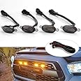 SARRA 4 Pieces Smoked LED Lens Front Grille Running Light universal for car Led Car Grill Raptor Style Emergency Warning Off-Roading Light for All Car/Truck/SUV