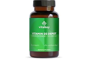 Vitabay Vitamin D3 Depot 20 000 I.E. 120 veganska tabletter | hög dosering och vegansk – utan tillsatser – laboratorietestad