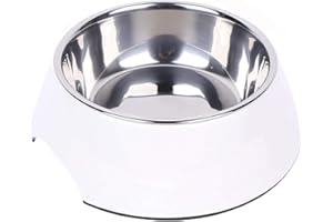 DDOXX Miska na Karmę, Antypoślizgowa | Wiele Kolorów i Rozmiarów | dla Małych i Dużych Psów | Miska dla Kota | Miska dla Psa | Miska ze stali Nierdzewnej | Miska z Melaminy | Biały, 700 ml