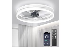 ‎REVNEEY Leise Deckenventilator Mit Beleuchtung 72W Dimmbare Deckenleuchte Mit Fernbedienung Und APP 6 Geschwindigkeiten Lampe Mit Ventilator Timer Deckenventilatoren Schlafzimmer Wohnzimmer Licht (Weiß,50cm)