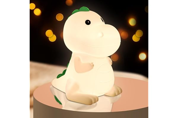 Vicukten Veilleuse Bébé Dinosaure Rechargeable, 7 Couleurs et 3 Niveaux de Luminosité, Lampe de Chevet Enfant, Lumière Nocturne pour Chambre Bébé et Maternité