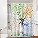 Produktbild candora Vorhang für die Dusche, wasserdicht schimmelt nicht 100% Polyester Stoff, 3D-Druck water-ink Colorful Tree, Badezimmer Dekoration für Home/Hotel, Polyester, 180x200cm