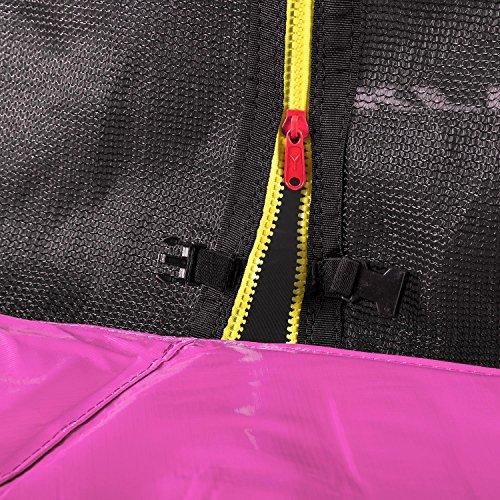 Klarfit Rocket Gartentrampoline Outdoortrampoline (Ø 250 – 430 cm, Sicherheitsnetz, Einstiegsleiter, gepolsterte Stangen, bis max. 150 kg belastbar) blau, pink oder grün - 5