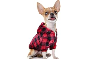 SlowTon Sweat à Capuche pour Petits Chiens, vêtement en Flanelle pour Animaux, avec Passe-Patte et Poche, Pull Chaud pour Chiots et Chatons, Sweat-Shirt de qualité supérieure