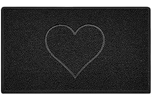 Nicoman Tłoczony kształt serca mata pod drzwi wejściowe zatrzymująca brud zmywalna wycieraczka barierowa wewnątrz lub na zewnątrz - (średnia, czarna, 75 x 44 cm)