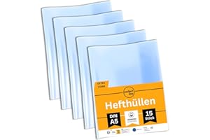 perfect line • 15 copertine quaderni A5, chiara e trasparente, Copertina quaderno A5 in PP riciclabile, Fodere per quaderni, FATTO IN UE