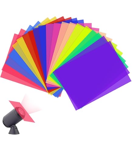 Lot De 6 Films Couleur PVC Pour éclairage LED - 20x20cm, Rouge/jaune/bleu/vert/orange/violet, Correction Couleur Photo/vidéo - 7