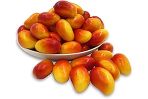 LAIIQI 30Pcs Realistic Mini Red Fake Mangoes,Simulation Lifelike Mangoes,Artificial Fake fruits Mango for Photoshoot Props Home Kitchen Party Decoration