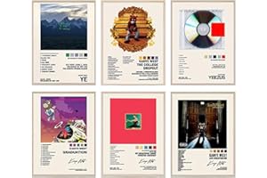 Hilloly Kanye West Poster, 6pcs Kanye West Album Cover Signed Limited Posters Wall Decor Canvas Wall Art Living Room Poster Bedroom Room Aesthetics decor 21X30 cm