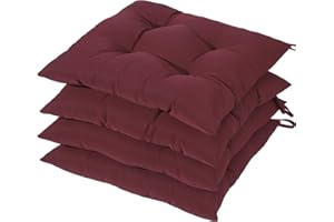 HAMO Garden Chair Cushions Outdoors Seat Pads, Set of 4, 45x50 cm, 18x20 inches (Burgundy)