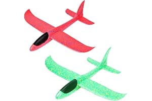Huture 2 Stücke 15 Zoll Styroporflieger Flugzeug Kinder Flugzeug Spielzeug Outdoor Wurf Segelflugzeug Schaum Flugzeug Spielzeug Glider Rot Grün Flugzeug Geschenk für Junge Mädchen Kindergeburtstag