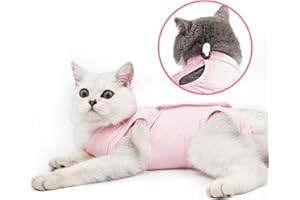oUUoNNo Cat Professional Recovery Suit for Abdominal Wounds or Skin Diseases, After Surgery Wear, Pajama Suit, E-Collar Alternative for Cats and Dogs (L,Pink)