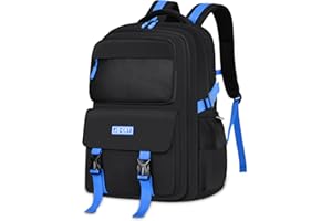 FRONET Cartable Garcon Fille Primaire Collège Élémentaire Sac à Dos Garçons Scolaire, Sacs pour d'école Voyage Loisir Travail Affaire Enfant Ado 8 9 10 11 12 13 14 15 16 17 18 Ans School Bags Noir