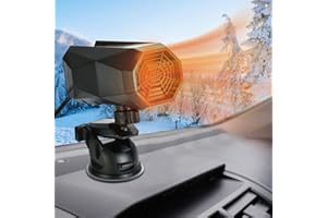 Udbrud Calefactor Coche Mechero Portátil, 12V 150W Calentador De Coche Portátil Calefacción y Ventilador de Refrigeración 2 en 1 Ajustable 360 Grados Desempañador de Parabrisas para Coche