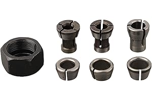 MOSUNDI Lot de 7 adaptateurs de mandrin de serrage pour défonceuses à bois avec écrou, matériau en acier au carbone