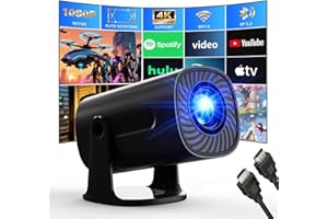 AGIMA Mini Proiettore 4K 1080P proiettore con Modalità Stella WiFi 6 y Bluetooth Proiettore con Apps e Android TV OS, Auto Keystone Altoparlanti stereo, Compatible con TV Stick/Smartphone/HDMI,Nero