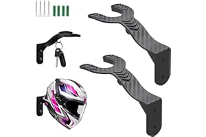 LERANXIN 2 Pièces Porte Casque Moto Noir, Support Mural avec Crochet