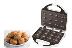 Graziano, Macchina per Noci, Macchina per Realizzare Dolci a Forma di Noci, Dotata di Piastra Antiaderente, Maniglia Termoresistente e Spie Luminose, 750W