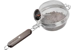 Home Coffee Bean Roaster Tool - CAFEMASY Portable Stainless Steel Handy Coffee Roaster Mesh Pan Tool with Thermometer for Home & Outdoor Coffee Beans Baking