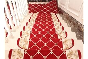 Liveinu Alfombra Alfombrillas para Escaleras con Adhesivo Reutilizable Alfombras para Peldaños Antideslizantes Auto Adhesivas 24x100cm (1 Piezas) Rojo 3