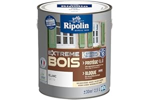 RIPOLIN - Peinture pour Bois Intérieur/Extérieur - Sans Sous-couche Ultra-couvrant - Résiste aux Intempéries, UV et Chocs - Protège et Magnifie - Lessivable - Satin - 2,5L - Blanc