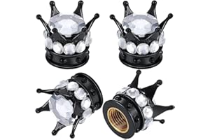 BKRDTY Tapones de Válvula Set 4 piezasTapas De Vástago de Diamante Blingbling Cristal Tapones Rueda Universal Corona Tapa de la válvula para Coche Motos Bicicletas Patín