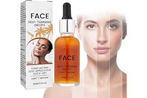 Keeoysie Face Serum (02)Gouttes autobronzantes Self Tanning (30ml) ，Concentré autobronzant pour le visage,accélérateur de bronzage doré,Hâle Naturel & Lumineux，Pour Tous Types de Peaux-Natural Bronzer