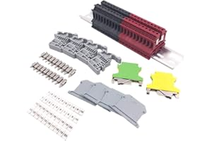 BOPFIMER DIN Rail Terminal Blocks Kit Terminal+Ground Blocks+Aluminum Rail+End Brackets+End Covers+ Kits