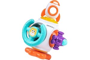 Aolso Montessori Busy Cube for Kids, Toddler Fidget Travel Toy, Activity Cube for 1-3 Year Olds, Educational Preschool Learning Sensory Toy (Rocket)