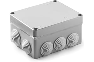 FAMATEL – Caja estanca IP55 | 160 x 135 x 83 mm | Con 8 conos 32 y 2 conos 40 | Tapa con tornillos | 1/4 vuelta | Gris