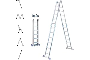 HOSTRÖM Echelle Pliante articulée STAVALANCE4x6, 6,8m, 24 marches, Multifonction, ecarteur de Mur, escabeau, Aluminium, H Travail Max 7,13m