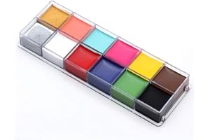 TEEROVA Face Body Paint Professional 12 Flash Colors Face Oil Painting Art Makeup Palette Set