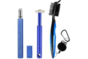 Sxutop 3 Stück Reiniger für Golfschläger Einziehbare Golfschlägerbürste Dual Sided Nylon & Edelstahl Golf-Reinigungsbürste Golfschläger Rillenschärfer Golf Club Groove Sharpener mit 6 Köpfe